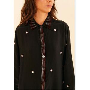 Farm Rio Rainbow Beaded Mirror Blouse